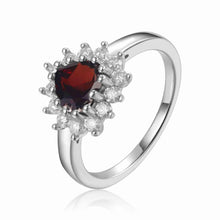 Load image into Gallery viewer, Garnet Halo Heart Ring - FineColorJewels