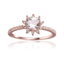 Load image into Gallery viewer, Evergreen Solitaire Rose Gold Plated Sterling Silver Ring with White Topaz - FineColorJewels