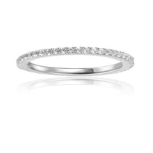 Load image into Gallery viewer, Dainty All Natural White Sapphire Round cut Sterling Silver Eternity Ring - FineColorJewels