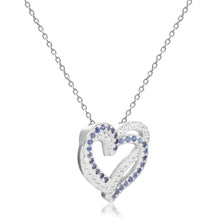Load image into Gallery viewer, Blue Sapphire Open Heart Necklace - FineColorJewels