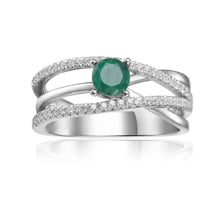 Load image into Gallery viewer, Ornate Round cut Genuine Emerald Ring