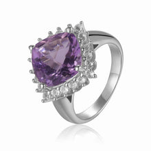 Load image into Gallery viewer, Barbie Inspired Natural Amethyst Rose Gold Plated Sterling Silver Heart Ring Purple Amethyst Heart Ring Princess Style Barbie Ring - FineColorJewels