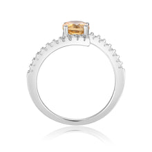 Load image into Gallery viewer, Elegant Natural Citrine Round Shaped Ring with White Sapphire - FineColorJewels