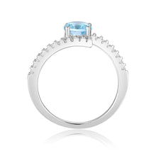 Load image into Gallery viewer, Elegant Natural Blue Topaz Round Shaped Ring with White Sapphire