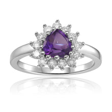 Load image into Gallery viewer, Amethyst Halo Heart Ring - FineColorJewels