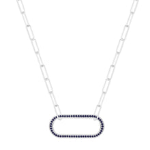 Load image into Gallery viewer, Sapphire Oval Bar Necklace - FineColorJewels