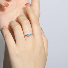 Load image into Gallery viewer, Blue Opal Oval Three Stone Ring - FineColorJewels