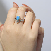 Load image into Gallery viewer, Blue Opal Stackable Teardrop Ring - FineColorJewels