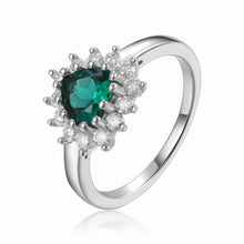 Load image into Gallery viewer, Emerald Halo Heart Ring - FineColorJewels