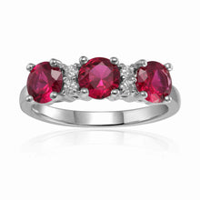 Load image into Gallery viewer, Ruby Three Stone Ring - FineColorJewels
