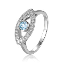 Load image into Gallery viewer, Natural Blue Topaz Evil Eye Ring with Moissanite Accents - FineColorJewels