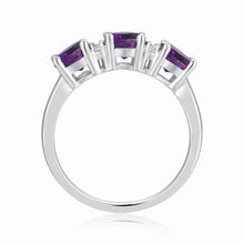 Load image into Gallery viewer, Amethyst Three Stone Ring - FineColorJewels