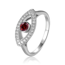 Load image into Gallery viewer, Natural Garnet Evil Eye Ring with Moissanite Accents - FineColorJewels