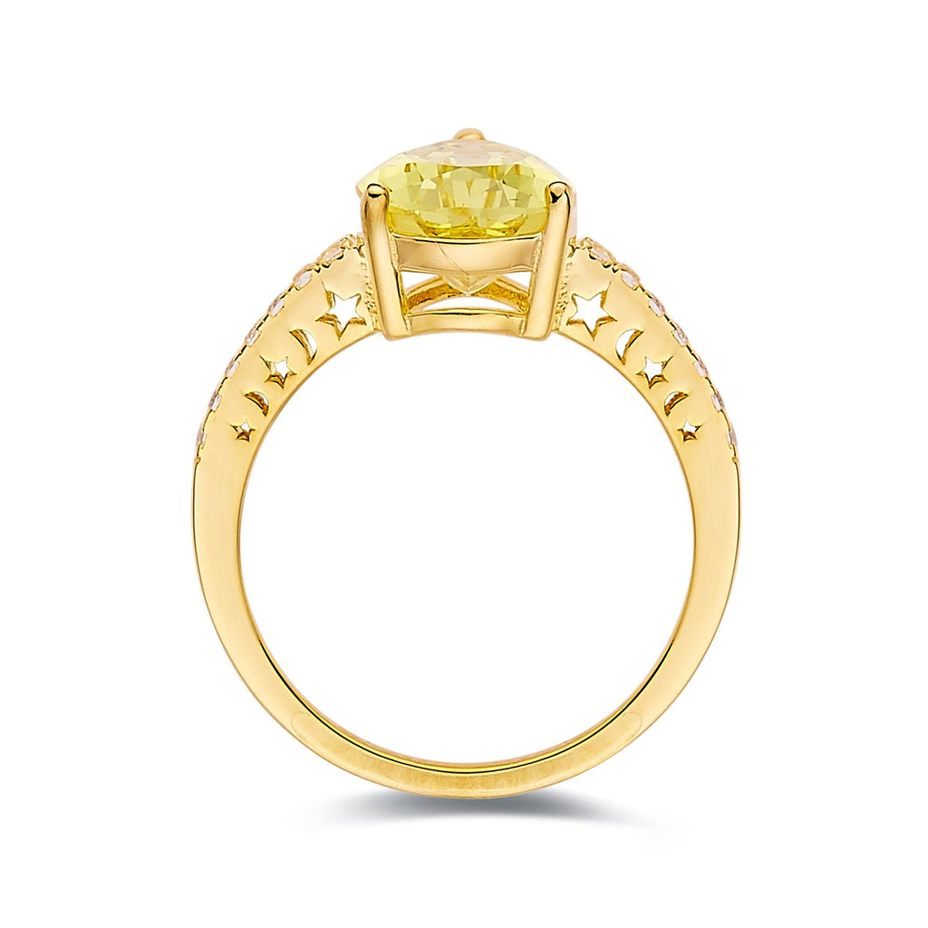 Canary Yellow Teardrop Ring - FineColorJewels