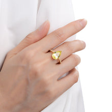 Load image into Gallery viewer, Canary Yellow Teardrop Ring - FineColorJewels