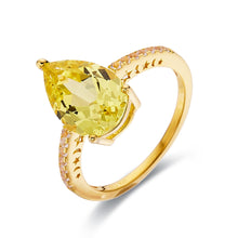 Load image into Gallery viewer, Canary Yellow Teardrop Ring - FineColorJewels