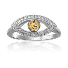 Load image into Gallery viewer, Natural Citrine Evil Eye Ring with Moissanite Accents - FineColorJewels