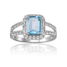 Load image into Gallery viewer, Sterling Silver Blue Topaz Ring accented with White Topaz - FineColorJewels