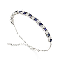 Load image into Gallery viewer, Blue and White Square Sapphire Bracelet