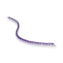 Load image into Gallery viewer, Petite Sterling Silver Amethyst Bracelet, $ 200 - 300, Amethyst, Round, Purple, 925 Sterling Silver, Tennis 