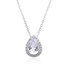 Load image into Gallery viewer, Signature Pear Shaped White Topaz Necklace.
$ 50 &amp; Under, White Topaz, White, Pear, 925 Sterling Silver, Halo