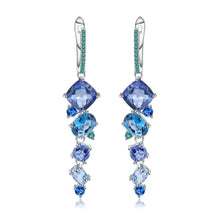 Load image into Gallery viewer, Classic Sterling Silver Mystic Quartz and Blue Topaz Earrings.
$ 50 - 100, Blue Topaz, Cushion, Oval, Round, Blue, Iolite, 925 Sterling Silver, Dangle, Drop