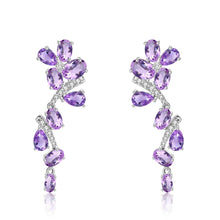 Load image into Gallery viewer, Classic Dangling Amethyst Earrings, $ 50 - 100, Amethyst, Oval, 925 Sterling Silver, Dangle