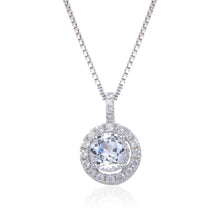 Load image into Gallery viewer, Classic Round White Topaz Pendant.
$ 50 &amp; Under, White Topaz, White, Round, 925 Sterling Silver, Halo