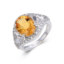 Load image into Gallery viewer, Sterling Silver Oval Citrine White Topaz Ring
$ 50 – 100, 6, 7, 8, Oval, Citrine, Golden Yellow, White, White Topaz, 925 Sterling Silver, Fashion