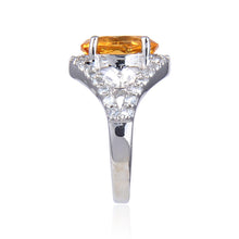 Load image into Gallery viewer, Sterling Silver Oval Citrine White Topaz Ring
$ 50 – 100, 6, 7, 8, Oval, Citrine, Golden Yellow, White, White Topaz, 925 Sterling Silver, Fashion