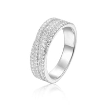 Load image into Gallery viewer, Plaited Baguette White Topaz Sterling Silver Ring, $ 50 - 100, White Topaz, White, Baguette, 925 Sterling Silver, 5, 6, 7, 8, Eternity