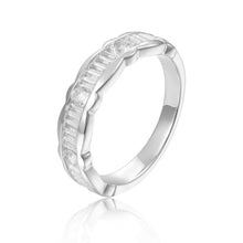 Load image into Gallery viewer, Accented Baguette White Topaz Sterling Silver Ring, $ 50 &amp; Under, White Topaz, White, Baguette, 925 Sterling Silver, 5, 6, 7, 8, Eternity