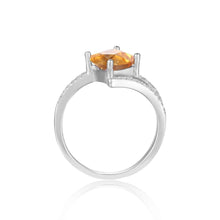 Load image into Gallery viewer, Refined Square Princess cut Natural Citrine Ring with White Sapphire