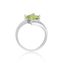 Load image into Gallery viewer, Refined Square Princess cut Natural Peridot Ring with White Sapphire