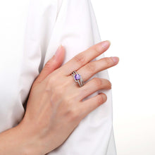 Load image into Gallery viewer, Luxurious Round cut Natural Amethyst Ring with White Sapphire 