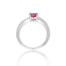 Load image into Gallery viewer, Stylish Round cut Genuine Ruby Ring with White Sapphire