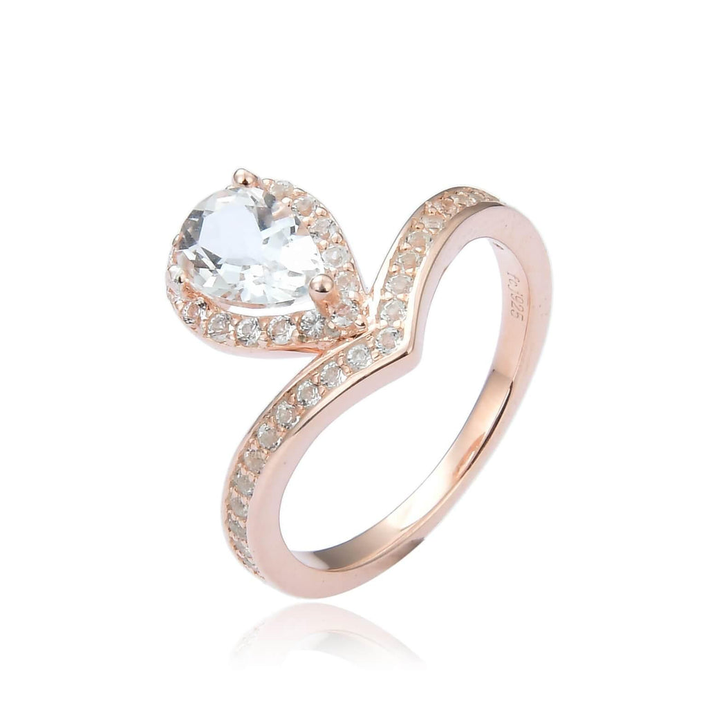 Regal Pear Shaped All Natural White Topaz Ring