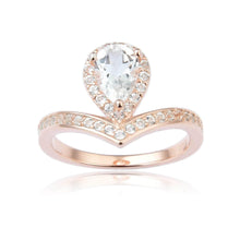 Load image into Gallery viewer, Regal Pear Shaped All Natural White Topaz Ring