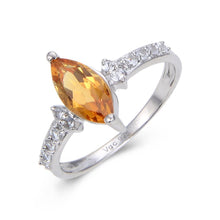 Load image into Gallery viewer, Sterling Silver Marquise Citrine White Topaz Ring.
$ 50 &amp; Under, $ 50 – 100, 6, 7, 8, Marquise, Citrine, Golden Yellow, White, White Topaz, 925 Sterling Silver, Fashion
