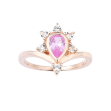 Load image into Gallery viewer, Barbie Inspired Natural Amethyst Rose Gold Plated Sterling Silver Heart Ring Purple Amethyst Heart Ring Princess Style Barbie Ring - FineColorJewels