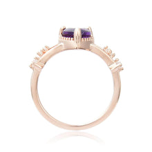 Load image into Gallery viewer, Dainty Amethyst Heart Shaped Rose Gold Plated Sterling Silver Ring