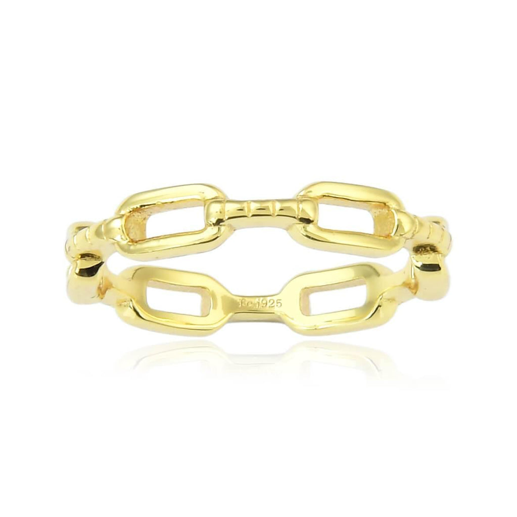 Chain Yellow Gold Plated Sterling Silver Ring 