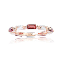 Load image into Gallery viewer, All Natural Garnet and White Topaz Baguette Style Ring