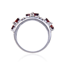 Load image into Gallery viewer, Marquise Garnet and White topaz Fashion Ring.
$ 50 &amp; Under, 6, Marquise, Garnet, Pyrope/Dark Red, White, White Topaz, 925 Sterling Silver, Fashion