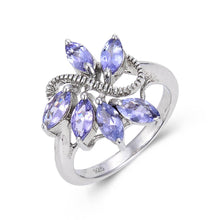 Load image into Gallery viewer, Signature Sterling Silver Marquise Blue Tanzanite Women&#39;s Ring - FineColorJewels