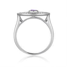 Load image into Gallery viewer, Natural Amethyst Evil Eye Ring with Moissanite Accents - FineColorJewels