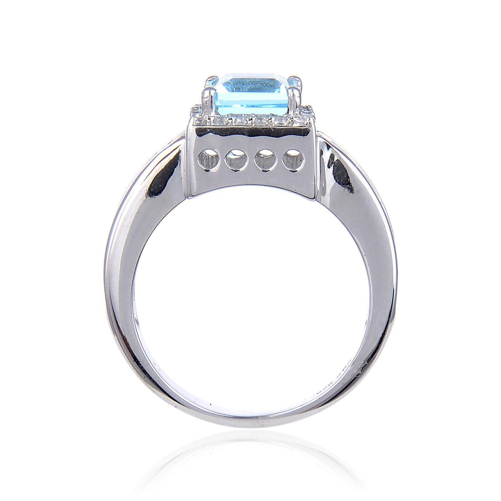 Classic Sterling Silver Blue Topaz Ring.
$ 50 – 100, 6, 7, Blue, Square, Blue Topaz, White Topaz, 925 Sterling Silver, Halo