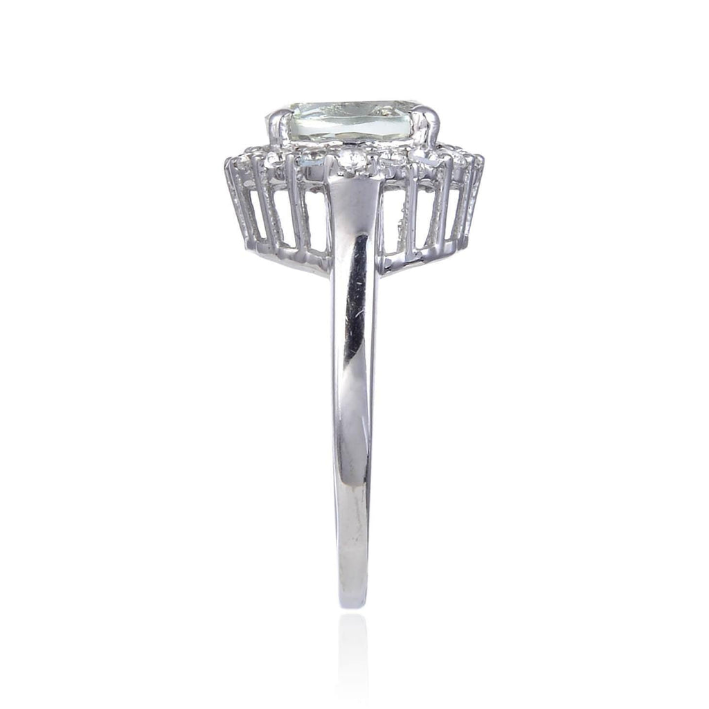 Classic Sterling Silver Oval Green Amethyst White Topaz Ring.
$ 50 & Under, 7, Purple, Oval Shape, Green Amethyst, Purple, White Topaz, 925 Sterling Silver, Halo Ring.