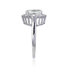 Load image into Gallery viewer, Classic Sterling Silver Oval Green Amethyst White Topaz Ring.
$ 50 &amp; Under, 7, Purple, Oval Shape, Green Amethyst, Purple, White Topaz, 925 Sterling Silver, Halo Ring.