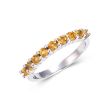 Load image into Gallery viewer, Sterling Silver Round Citrine Ring
$ 50 &amp; Under, 7, Oval, Citrine, Golden Yellow, White, White Topaz, 925 Sterling Silver, Eternity Band